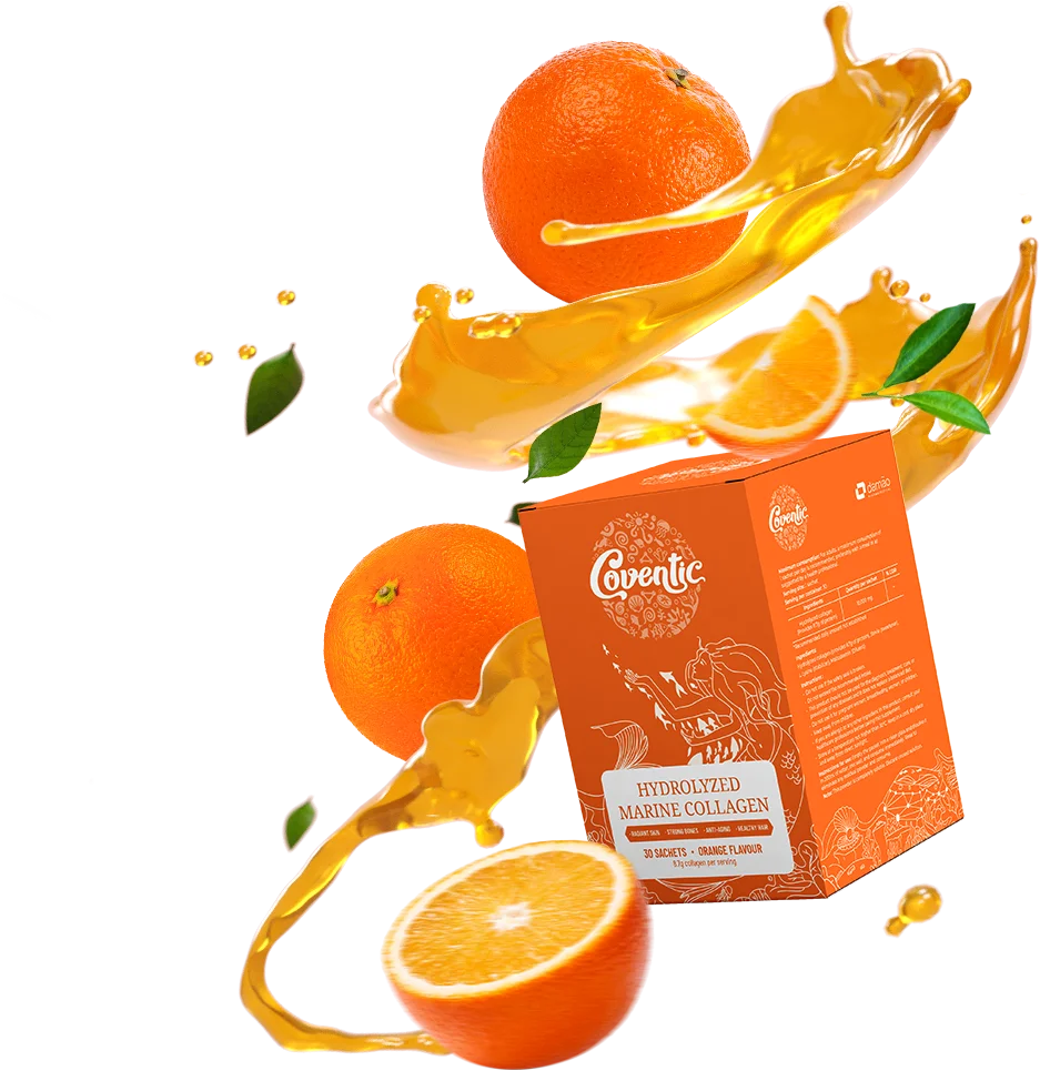 Hydrolyzed marine collagen in tangy orange flavor